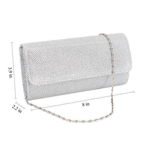 Naimo Flap Dazzling Small Clutch Bag Evening Bag With Detachable Chain - Image 7