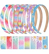 Zifengcer 8Pcs Glitter Headbands for Girls Star Moon Daisy Print Rainbow Hairbands for Girls Wome...