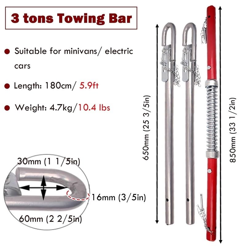 Bar ciągnący ciężkiej pracy awaryjnej, 3-50 tons Tow Bar For Vehicles In Multicolor(Load 3 tons)