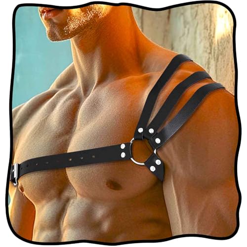 Fstrend Men Chest Harness Black Leather Belt Halloween Fashion Rave Accessory