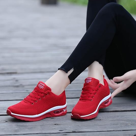 JUODVMP Mens and Women's Jazz Shoes Trainers Lace Up Cushion Ladies