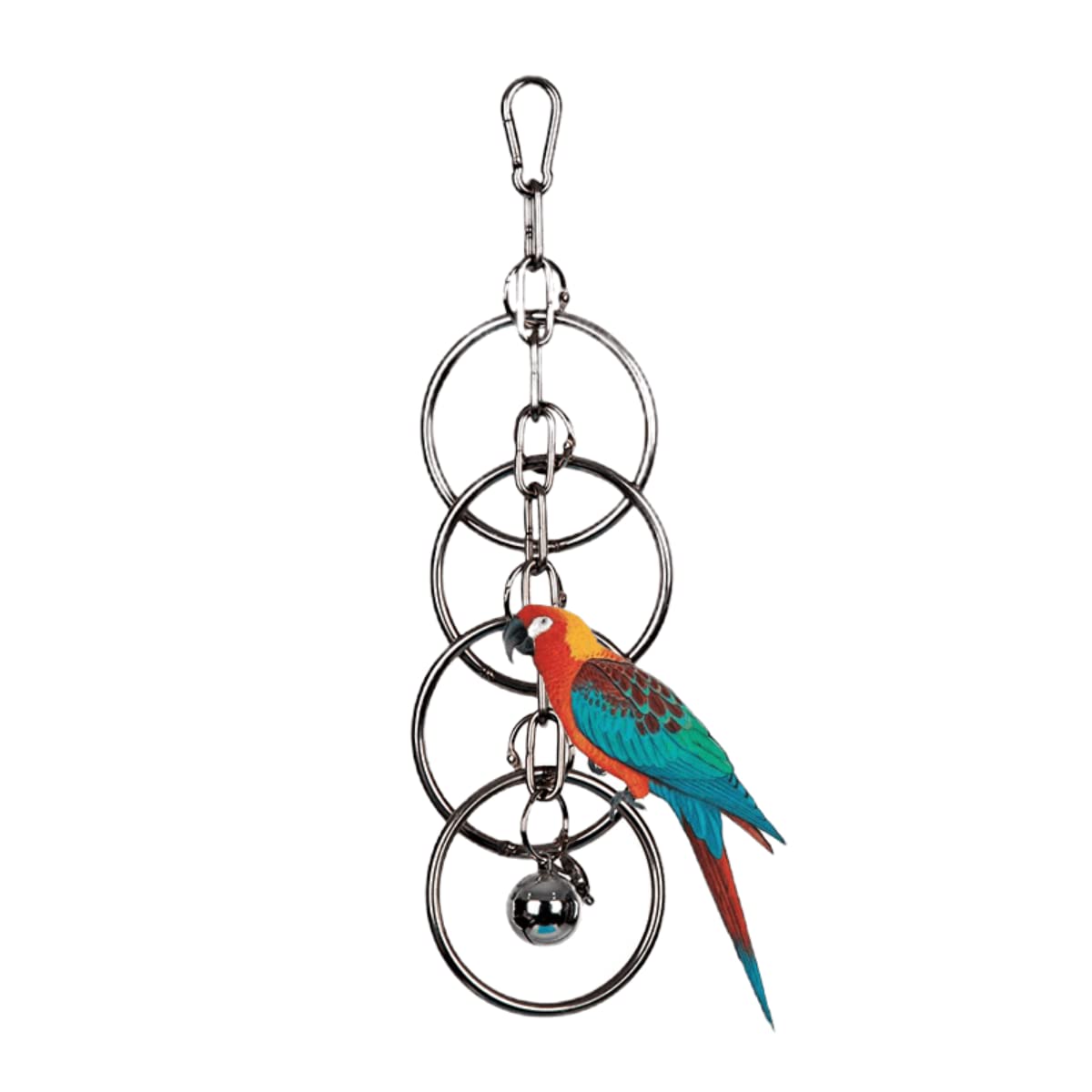 Parrot Supplies Stainless Steel Toy with Bell Bird Cage Hanging Bite Toy Cage Display Pendant for Large and Medium-Sized Birds Parakeet Budgie Cockatiel Conure African Greys (A-Large)
