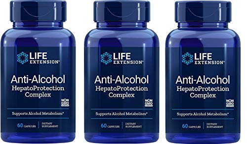 Life Extension Anti-Alcohol HepatoProtection Complex 60 Capsules Pack of 3