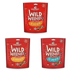 Stella & Chewy’s Freeze-Dried Raw Wild Weenies Dog Treats (Bundle of 3, 3.25 oz. Bags) – Beef, Chicken, Lamb