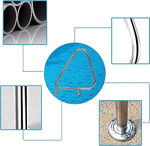 Schwimmbad-Handlauf Pool Haltegriff Poolgeländer, Schwimmbadhandläufe aus Edelstahl 304, for Schwimmbad/schrägen Eingang/Spa/Wasserpark, Silber – Bild 3