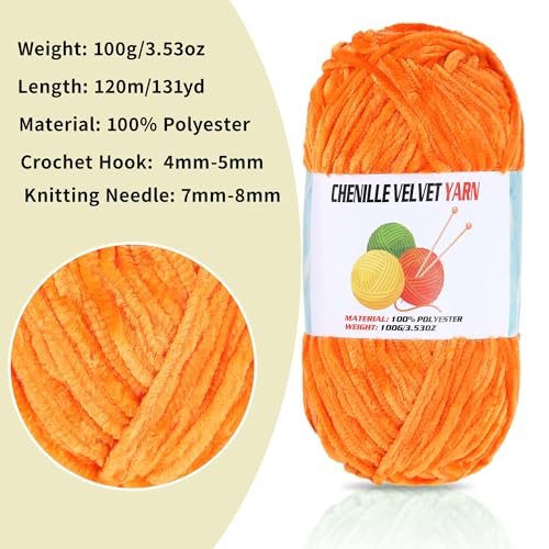 Image of 6 * 100g Velvet Chenille Chunky Yarn, Handcrafts Weaving Soft Chenille for Crocheting Clearance, Used for Making Baby Yarn Blanket, Clothes, Knitting Creations (B)