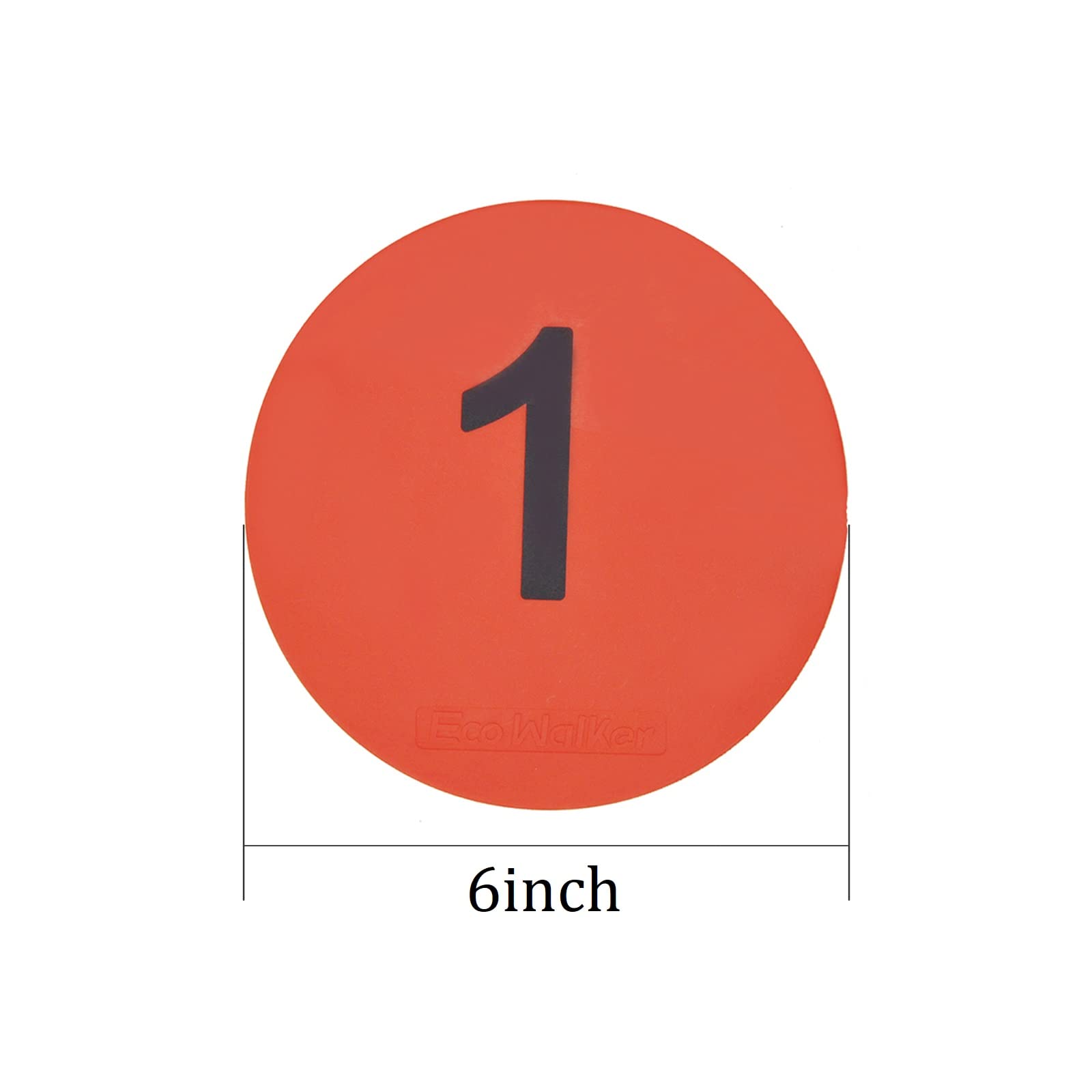 Eco Walker 6inch Numbered Spot Markers Flat Floor Spot Non-Slip TPE Material Waterproof for Field and Court Marking Fitness Agility Training Sports Games and Exercises (Multi)