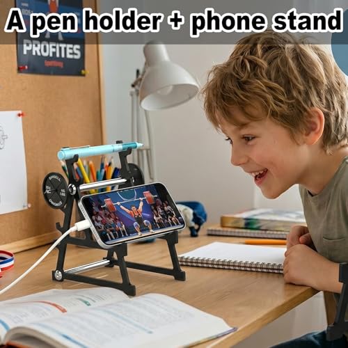 Metal Squat Rack Pen Holder with 8 Slots – Mini Barbell & Weight Blocks, Funny Desk Decor for Men Women, Cool Office Desk Accessories, Unique Pen Holder Gift for Gym Lovers Fitness Enthusiasts (Black) - Image 4
