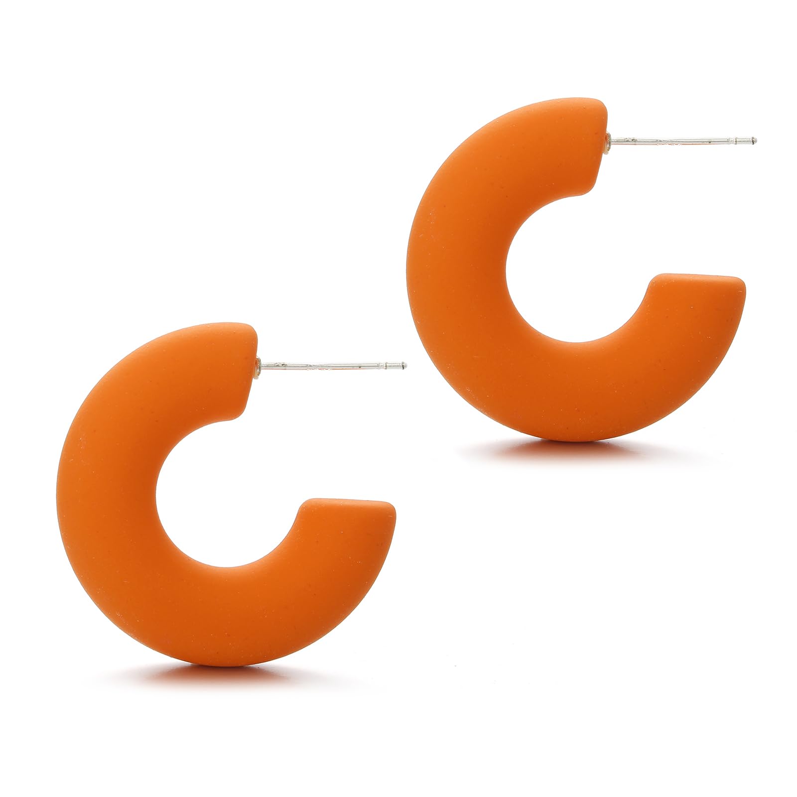 RUOFFETA Acrylic Chunky Hoop Earrings, Lightweight Thick Open Hoops Candy Color Hoop Earrings for Women