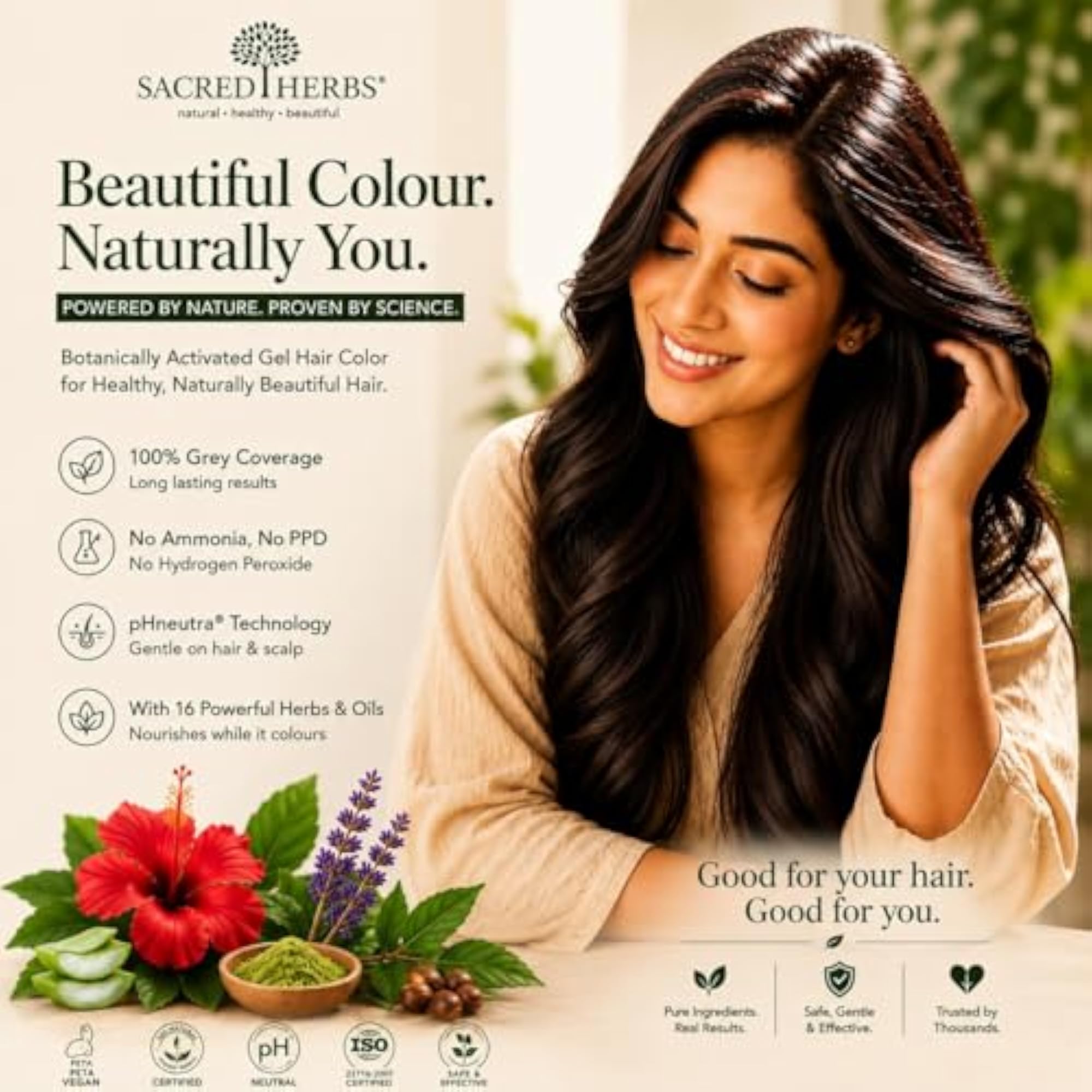 Natural Gel Hair Color, Premium pH Neutral Formula, Herbal Actives