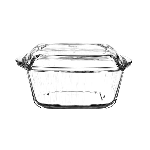Queensway Home & Dining Glass Casserole Dish with Lid - Oven, Microwave & Freezer Safe, Heat-Resistant, Roasting Bakeware - Durable Borosilicate Glass - 2600ml