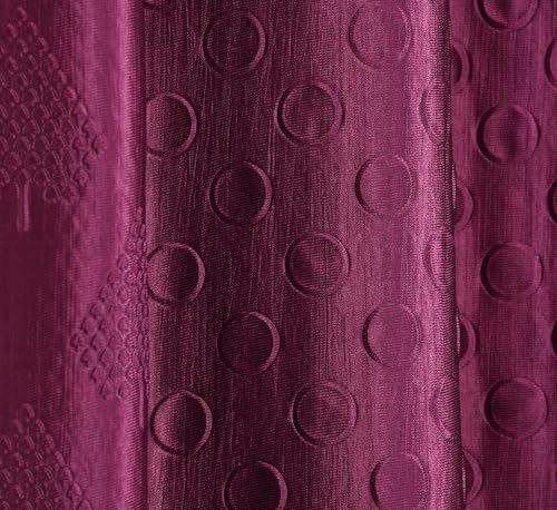 Image of Heavy Long Crush Floral Design Curtains | 5ft Premium Polyester Punching Coin Pattern Curtains for Living Room, Bedroom, Door & Window | Modern Wine Home Decor Screens | Set of 1 Pieces