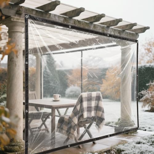 BeGrit Bache Transparente avec Oeillets 2x2m Bache de Protection Exterieur Translucide Bâche Imperméable Haute Transparence étanche Plastique pour Meubles...