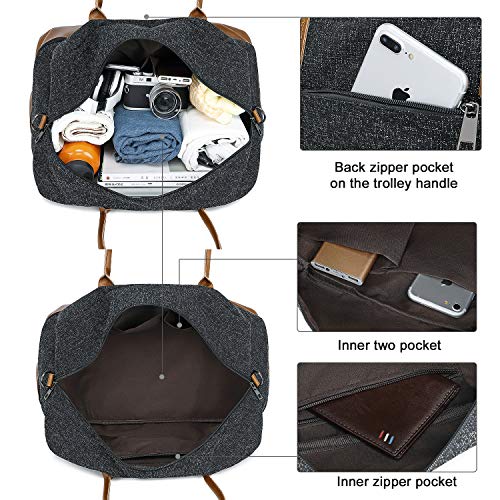 Weekender Travel Tote for Women Ladies Overnight Carry On Duffle Bag with Shoe Compartment and Luggage Sleeve (866D-Black)