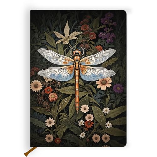 Carnet cottagecore fleurs et libellules pour le bureau, l'école et la maison