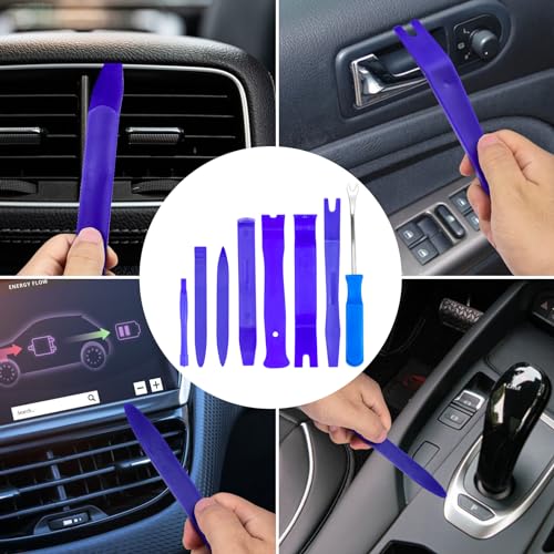 Fousenuk 8 Stück Auto Demontage Werkzeuge Set Blau, Tools Zierleistenkeile Verkleidungs Werkzeug, Hebelwerkzeug Auto, Kunststoff Hebelwerkzeug für Entfernung Autotür Türverkleidung und Platten