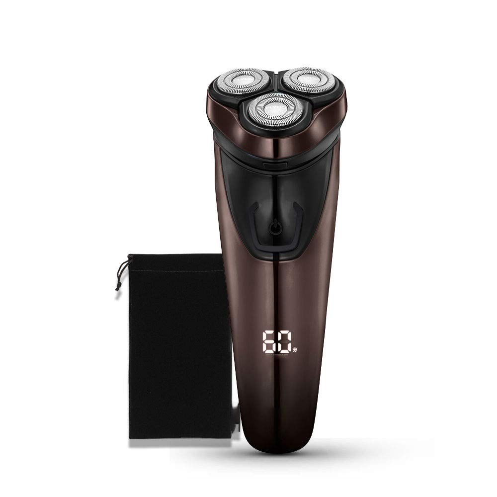 Rechargeable Waterproof IPX7 Electric Shaver Wet Dry Rotary Shavers for Men Electric Shaving Razors with Pop-up Trimmer Time