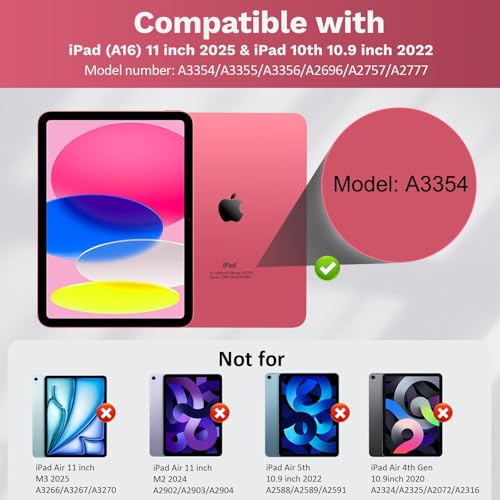 WALWALO Hell Rosa Hülle mit Tastatur für iPad A16 11 Generation 2025/10 Gen – Ansicht 2