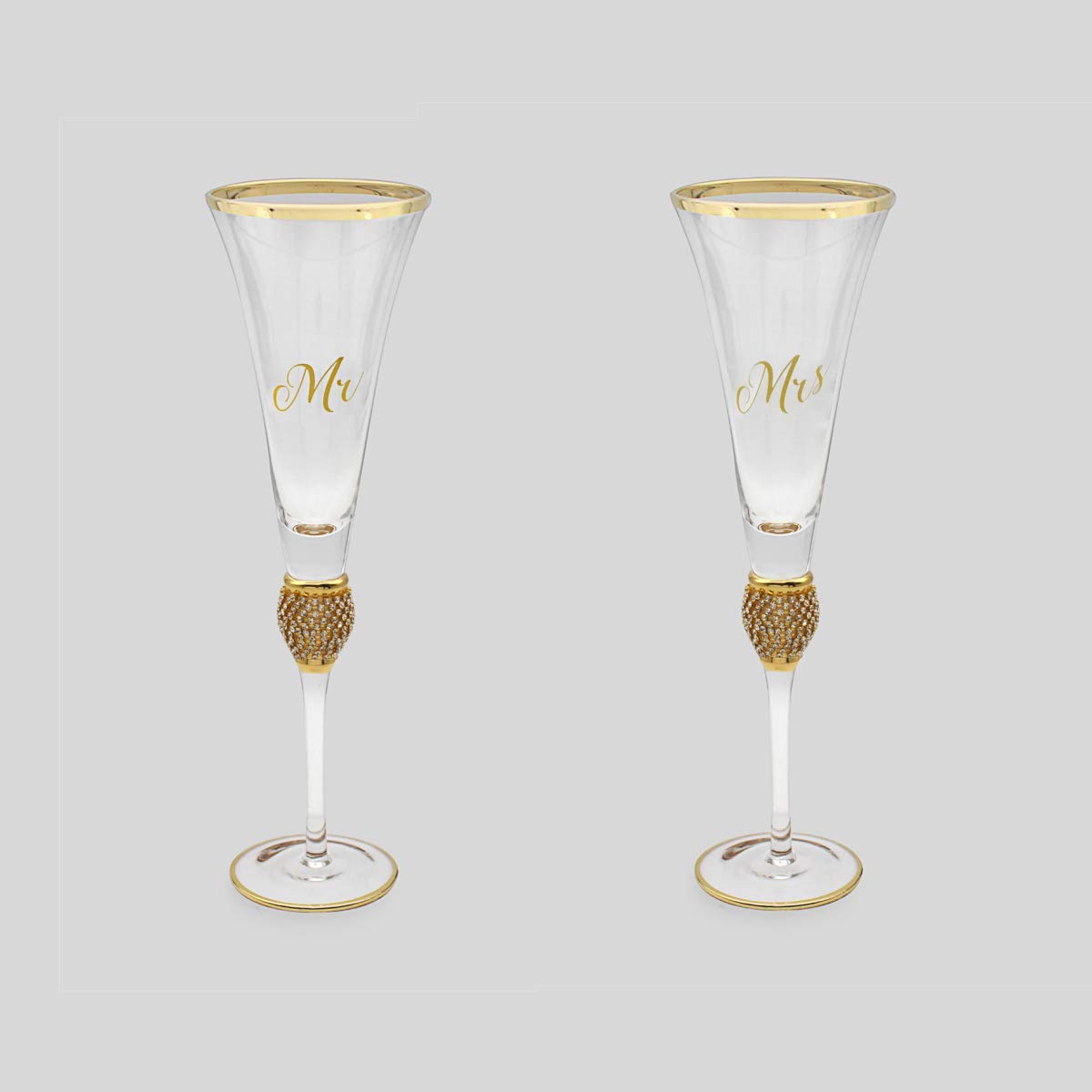 Flûtes à champagne avec détails dorés pour vos soirées de mariage réussies