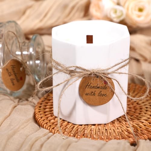 Nogeqi 100 Stück Geschenkanhänger Kraftpapier, Rund Handmade Mit Liebe Gemacht Anhänger, Handmade With Love Mini Gift Paper Tags Braune Etiketten Mit Jutekordel 20 Meter Für Hochzeit Valentinsta