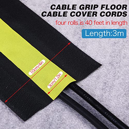 Image of WILLBOND Carpet Cord Cover Cable Protector Floor Cover Cable Protector Management Only for Commercial Office Carpet(39.37 ft,Black and Yellow)