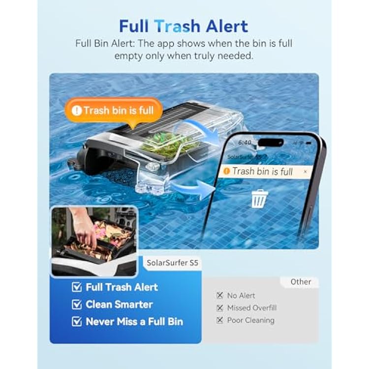 24/7 Solar Powered Automatic Electric Pool Skimmer Robot with APP Support Floating Surface Cleaner for Above Inground Pool,Auto Robotic Pool Skimmer with Efficient Solar Breeze (White)