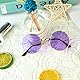 BOUBONI Hippie Sonnenbrille 70er Jahre Runde Hippie Brille Party Deko Sonnenbrille für Damen mit farbigem Brillenputztuch (Lila)