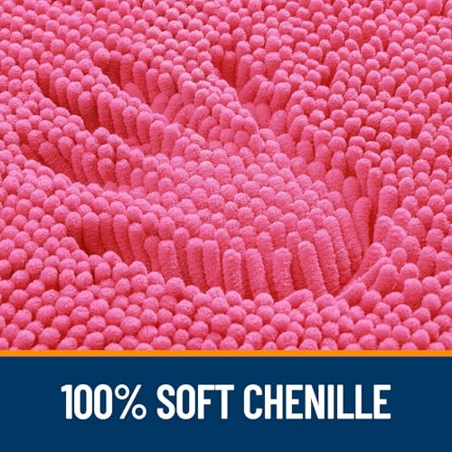 Image of OLANLY Bathroom Rugs Sets 2 Piece, Soft Absorbent Chenille Bath Mats and U-Shaped Contour Toilet Mat Area Rug Set, Machine Washable Bath Carpet, Home Decor Accessories(36 inchx24 inch+24 inchx20 inch, Hot Pink)