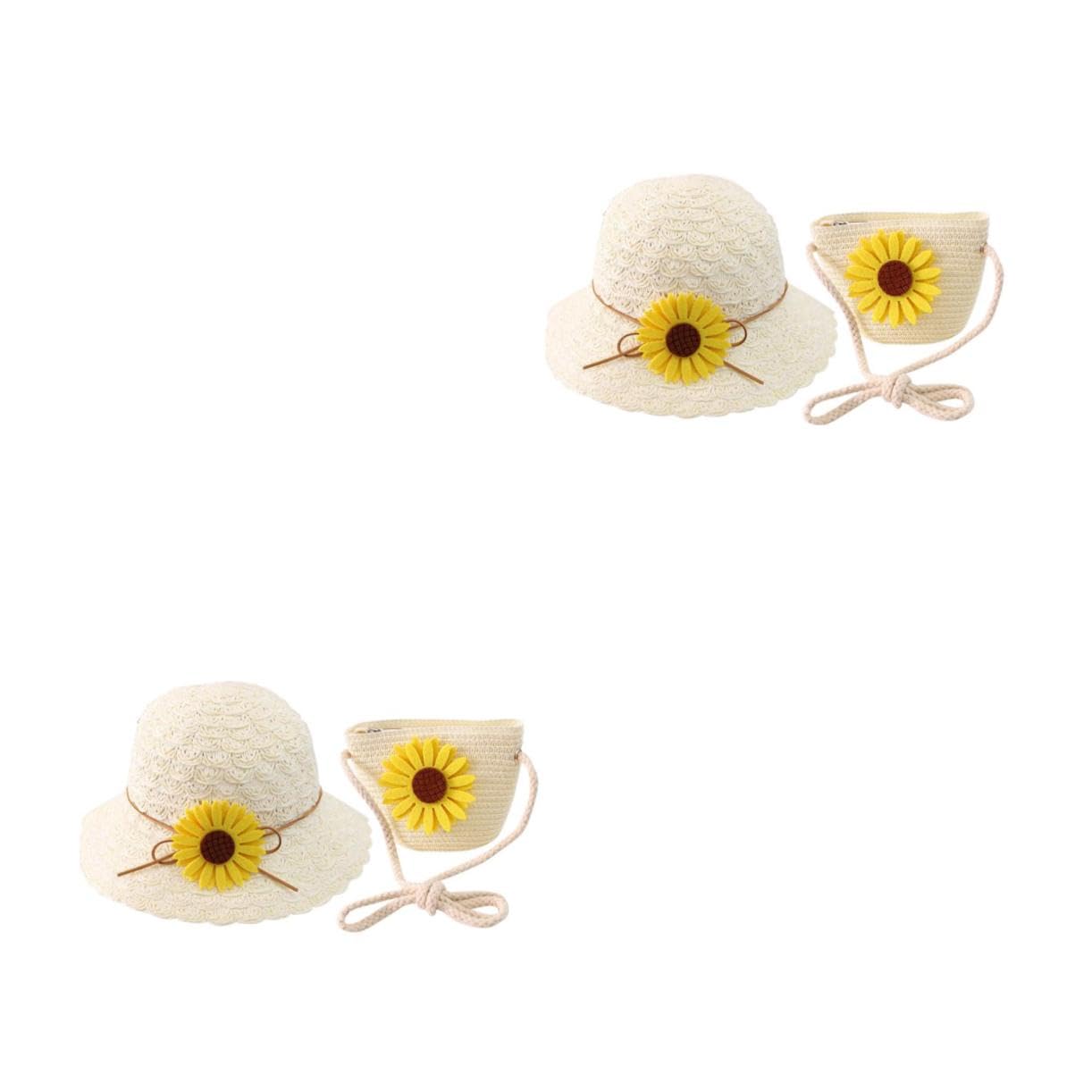 2 Piezas De Sombreros De Sol para Sombreros para De Playa De De Visera De Rafia para s De Verano Tejidos para Niñas Pequeñas