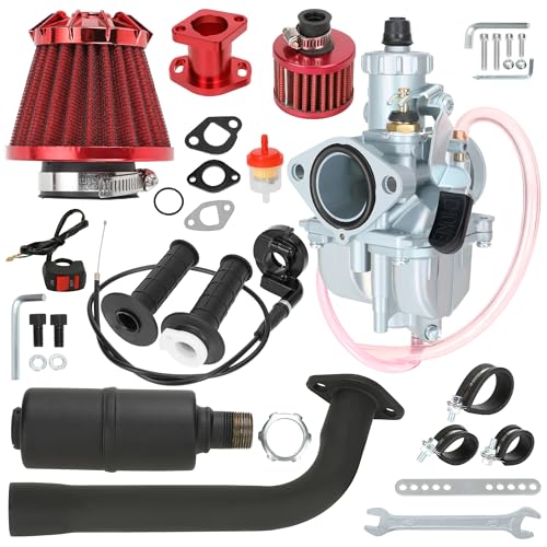 YOXUFA Predator 212 Stage 2 Kit with VM22 Carburetor Exhaust Pipe Muffler Replacement for 224cc 196cc 6.5HP Engine Coleman CT200U BT200X CT200U-EX Baja MB200 Mini Bike Go Kart Parts Throttle Assembly