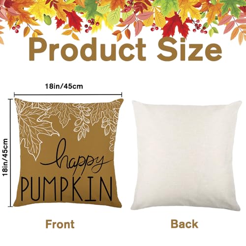 Heirloom Haven HH-ST554M1P1 Hello Autumn Pumpkin Maple Leaf Throw Pillow Covers 18X18 Set Of 4 thumb #1