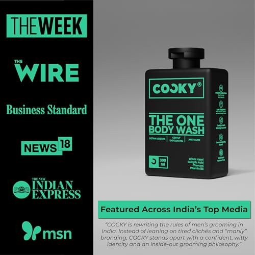 Image of Cocky - The One Body Wash for Men | All-in-One Deep Cleansing, De-Tan, Detox, Anti-Acne | Powered by Witch Hazel, Salicylic Acid & Charcoal | Luxe Fragrance - Woody & Spicy | Sulphate & Paraben Free | 300 ml(Pack of 2)