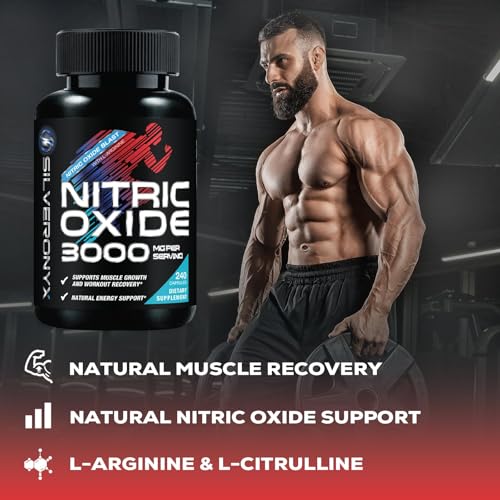 Image of Extra Strength Nitric Oxide Booster - 3X Strength L-Arginine AKG & Citrulline Malate - Men & Women Premium Pre Workout Nitric Booster - Natural Energy & Muscle Support, Bottled in USA - 240 Capsules