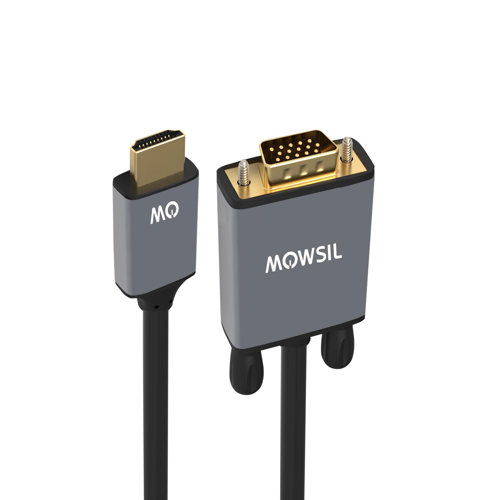 Mowsil HDMI to VGA Cable 2Mtr, Gold-Plated HDMI to VGA Cable Male to Male Compatible for Computer, Desktop, Laptop, PC, Monitor, Projector, HDTV, Chromebook, Raspberry Pi, Roku, Xbox