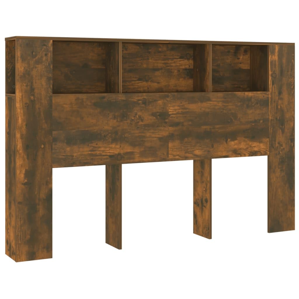 Tête de lit avec Rangement 160 cm, Meuble de Rangement pour Chambre, Tête de Lit en Bois d'Ingénierie, Couleur Chêne Fumé, Dimensions 160 x 18,5 x 104,5 cm
