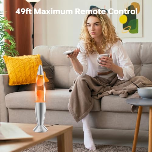 Image of 17 Colors LED Liquid Motion Lamps Multi Color Changing Table Retro Lamp for Kids Adults Bedroom Office Decor, 13.5 Inch Small Silver Relax Night Light Sensory Mood Nightlight with 8H Timing