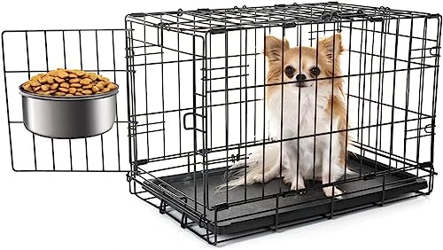 FANGZHE Hundenapf zum Aufhängen, stabil, langlebig, Edelstahl, mit DREI Bolzenhalter, Käfig-Futternapf zum Aufhängen, geeignet für kleine Hunde (Screw Hook)