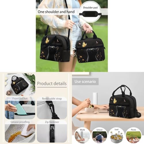 Black Cat Elementary Backpack for Boys Soft Cute Bookbags for School with Pencil Case Portable Kids School Backpack with Lunch Box and Water Bottle Sleeves for Girls Kindergarten4