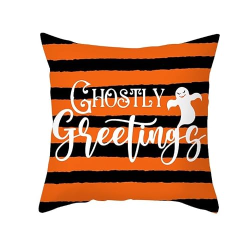 Chenlane Silk Pillow Covers Queen Size Zippered Cushion Halloween, Couch Cotton Chair For Living Room Exquisite Prints 45x45 cm, 1Pcs