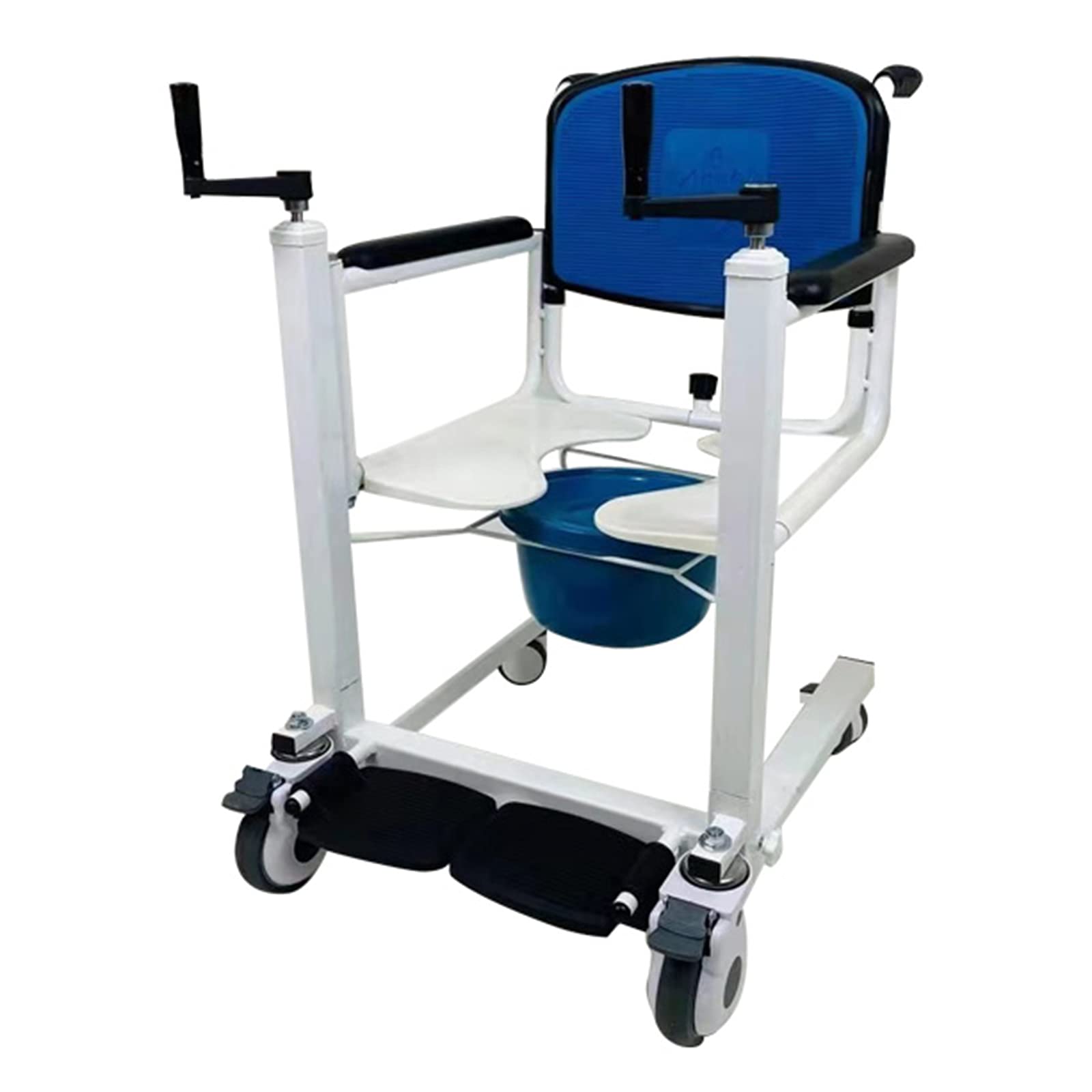 Self-Service Patient Lift Transfer Machine, Transport Wheelchair Toilet Chair, Home Elderly Shifter, 180° Split Design with Bedpan