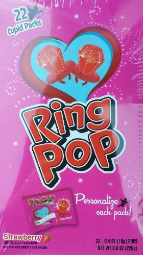 Valentines Day Ring Pop Strawberry Flavored Cupid Packs Personalize Each Pack! 22 Count