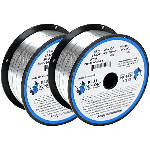 Blue Demon ER4043 X .035 X 1LB X 2 Pack MIG/GMAW General Purpose Aluminum Welding Wire, All Position with Silicon Additives, Formulated to Provide Porosity-Free, X-Ray Quality Welds