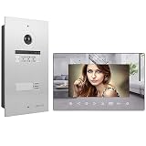 MATHFEL 2 Draht Bus WLAN Video Türsprechanlage Gegensprechanlage Fischaugenkamera 170 Grad Aluminium Außenstation, Farbe: 1x7'' Monitor Spiegel