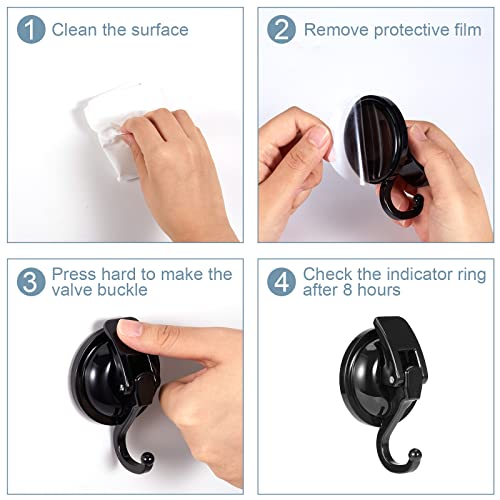 Apkhgtb Suction Cup Hooks 8Pack (Black 4Pack+ Gunmetal 4Pack) Reusable Towel Hooks Shower Hooks Door Wreath Hanger Suction Hooks Heavy Duty Wall Hooks For Glass Window Door Kitchen Bathroom #TOP5