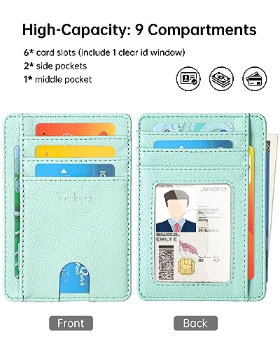 Image of Teskyer Slim Minimalist Wallet for Men, RFID Front Pocket Card Holder | Ultra Slim Front Pocket Design, 8 Card Slots, RFID Protection, Smooth Faux Leather for Everyday Carry