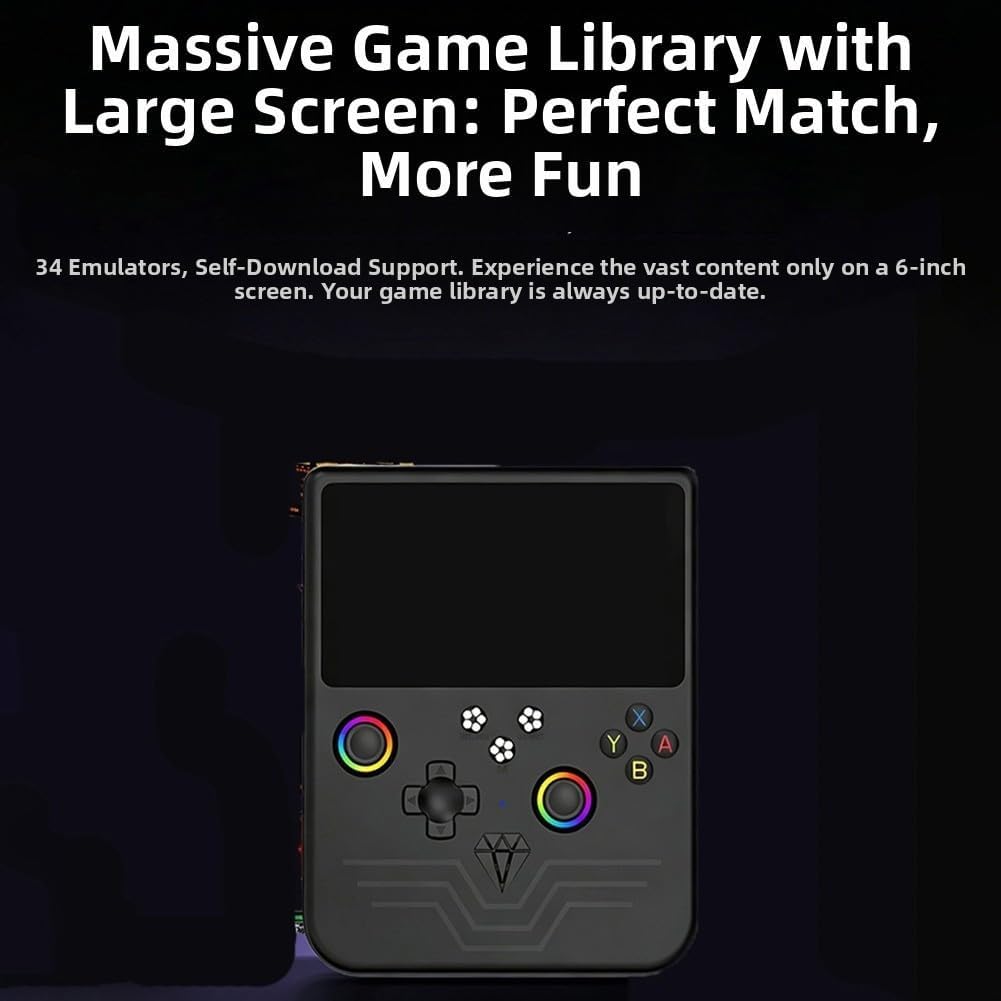 R60max - Console portatile per videogiochi retrò, con display HD da 5 pollici, 20000 giochi precaricati in esecuzione per Linux Os, unità nera leggera per giocare (bianco)