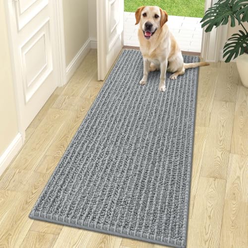 Image of OLANLY Dog Door Mat for Muddy Paws 70x24, Ultra-Absorbent Chenille Mud Mat