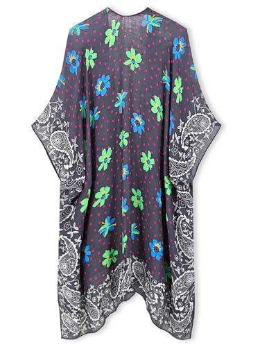Image of Spicy Sandia Kimonos for Women Floral Beach Cover Up Loose Swimsuit Bathing Suit Coverup Cardigan for Summer Swimwear