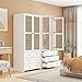 LFGUIZO 71” High Modern Armoire Wardrobe for Bedroom, Wood Storage Unit with Hollow Carved Doors, Hanging Rod & Drawers, White
