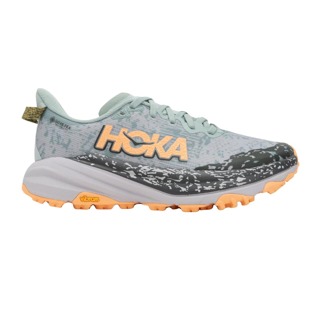 HOKA Speedgoat 6 GTX Chaussures de Trail Running Femme, Gore-Tex®, Semelle Vibram®, Jade/Gris cendré